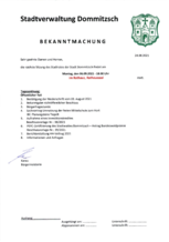 BEKANNTMACHUNG 06.09.2021